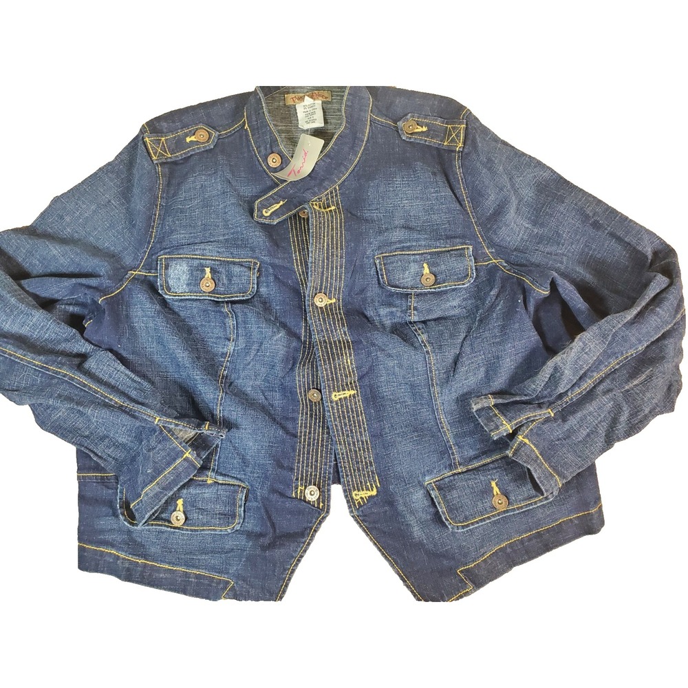 Paris Blues Womens Size 3‎ Dark Wash Denim Jacket Tagged Torrid Gold Stitching